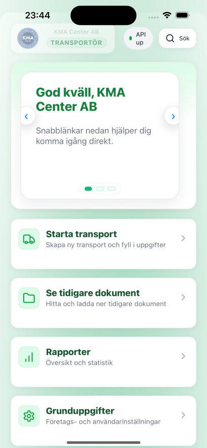 Dashboard i Smart Avfallsapp